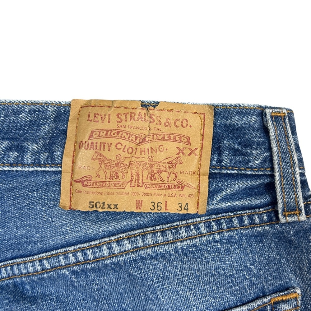 Vtg Levi's 501xx Jeans Men's Size 36X34 Blue Denim Flat Front Straight Leg - Picture 4 of 7